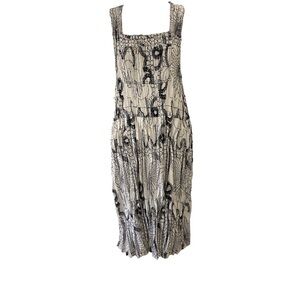 NWOT Alquema Micro Pleat Black & White Print Pinafore Dress Size Medium